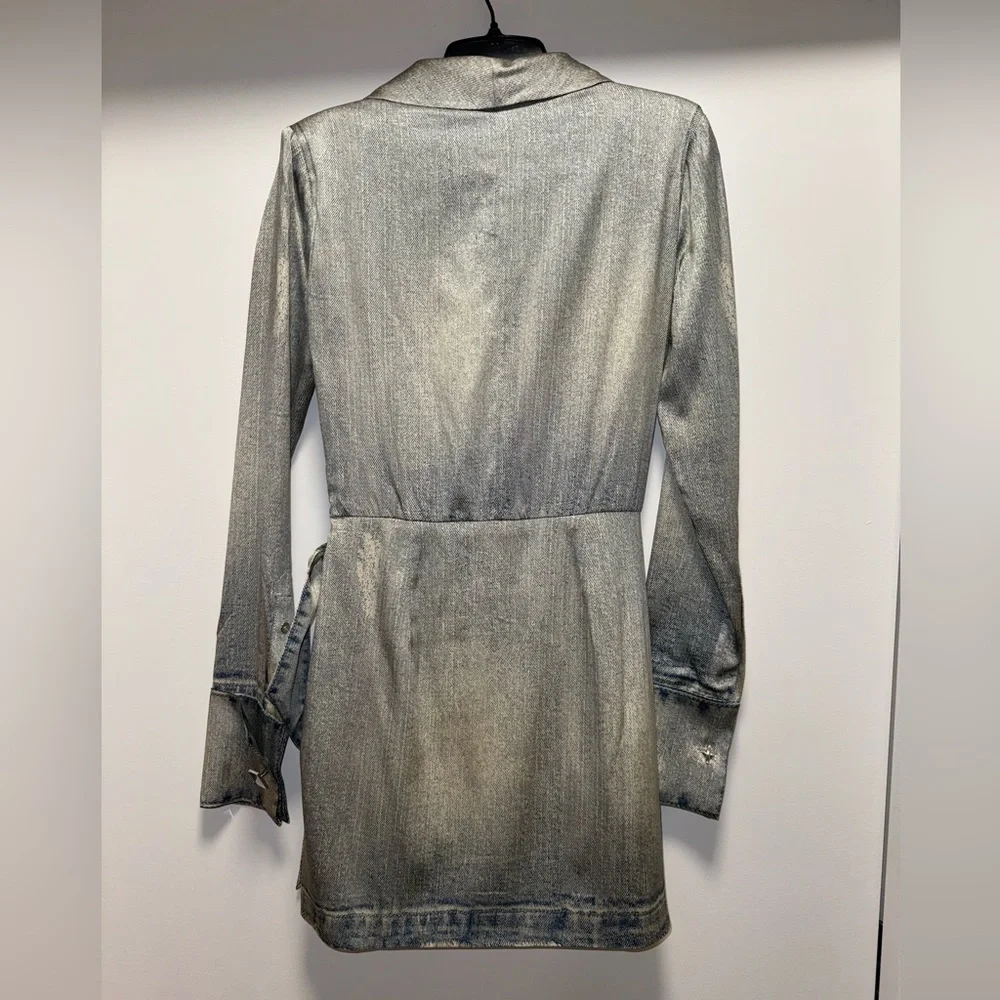 Retrofete Hailey Silk Denim Print Dress Size XS - Picture 5 of 7